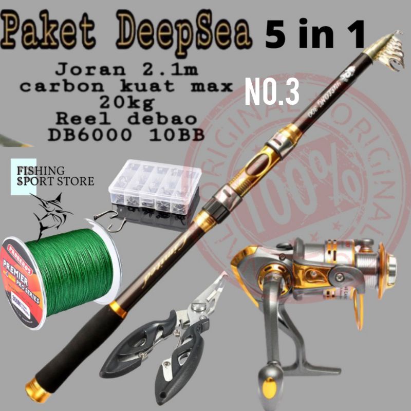 DISKON COD Set Joran Pancing Laut Kekuatan 20kg Joran Pancing 210cm Reel DB6000 TERLARIS