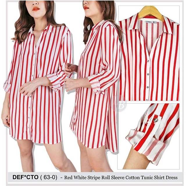 red and white shirt dress