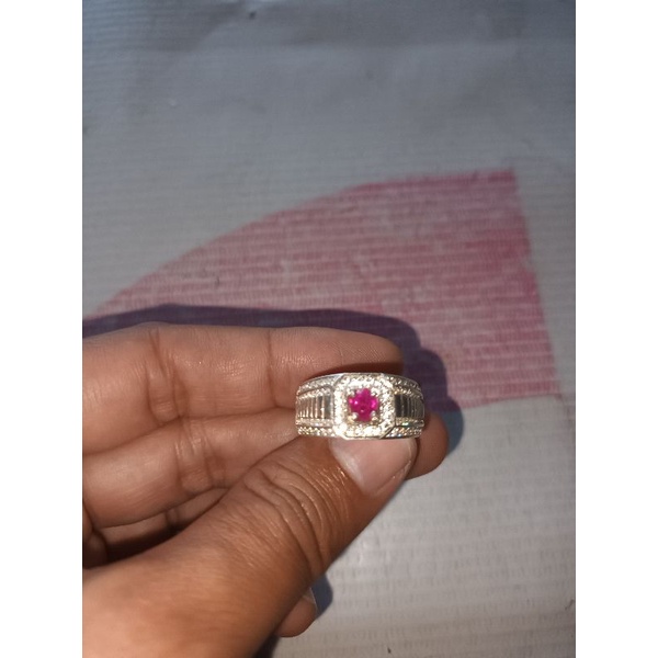 Natural Ruby Burma Pegeon Blood Cutting Ring Silver Memo KGL Kode 01