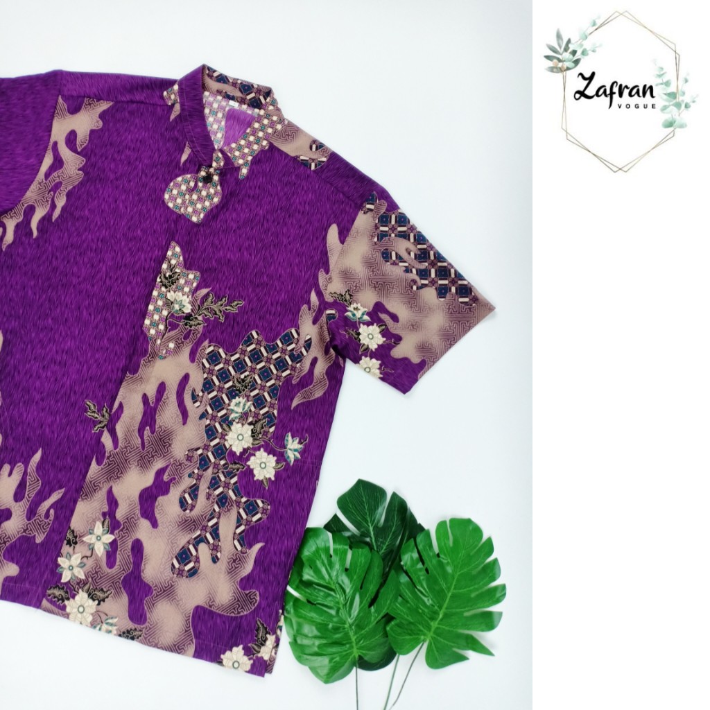 Baju Koko Batik Ungu