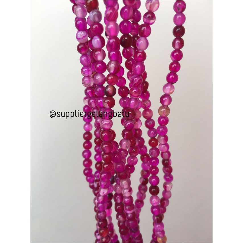 bahan batu 4mm Purple Agate glossy aksesoris korea gelang kalung batu aksesoris crafting pria wanita