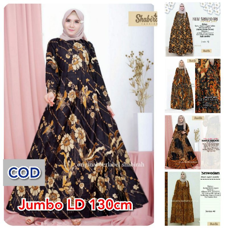 DRESS KONDANGAN GAMIS BATIK JUMBO KOMBINASI PESTA SYARI MODERN MURAH LAWASAN LD 130
