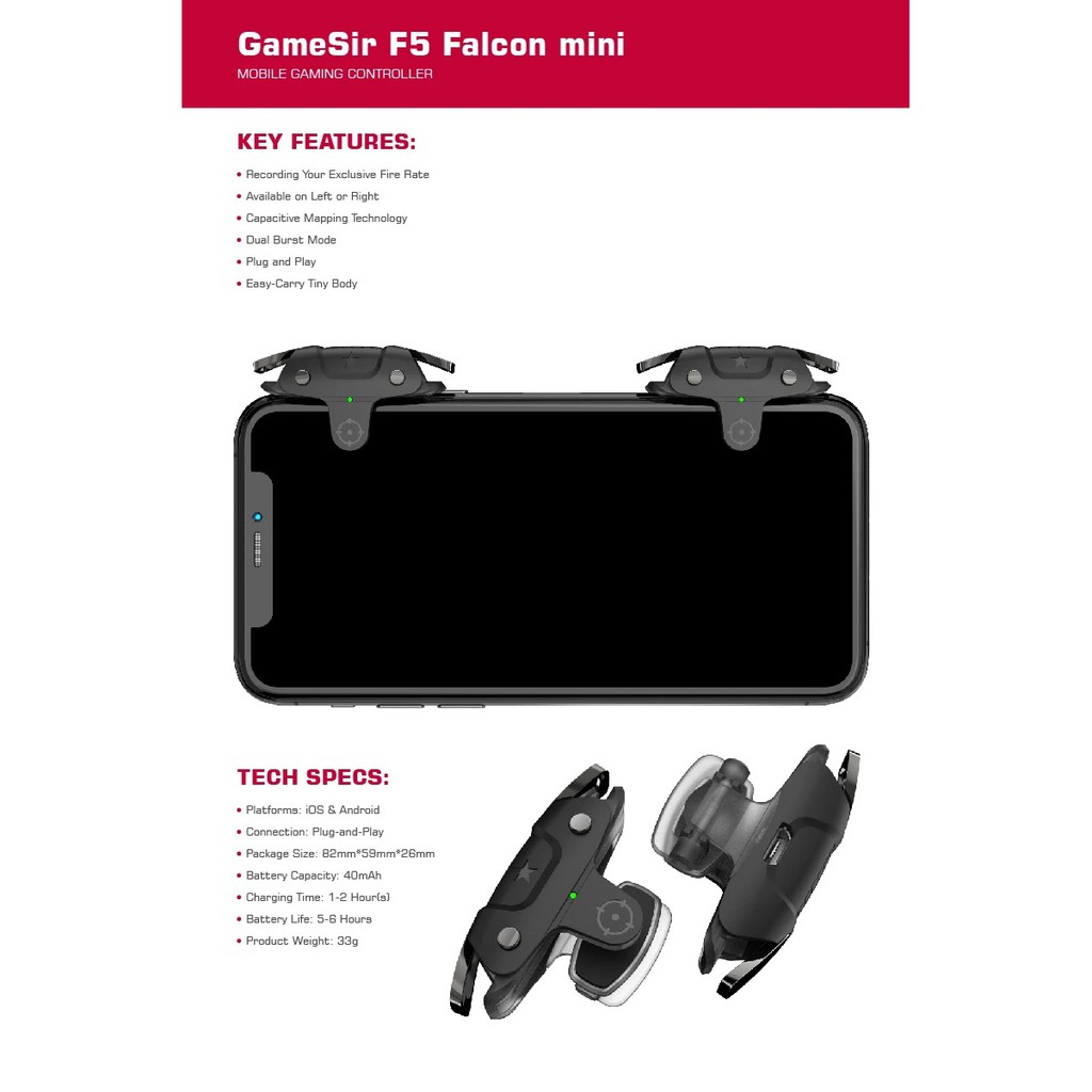GAMESIR F5 FALCON Mini - Mobile Gaming Gamepad Controller - Gaming Pad for Android and iOS