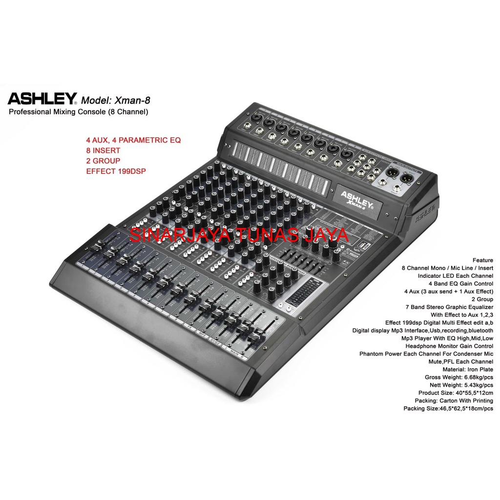 MIXER ASHLEY XMAN-8 MIXER ASHLEY XMAN8 WITH SOUNDCARD ORIGINAL ASHLEY NEW VERSION