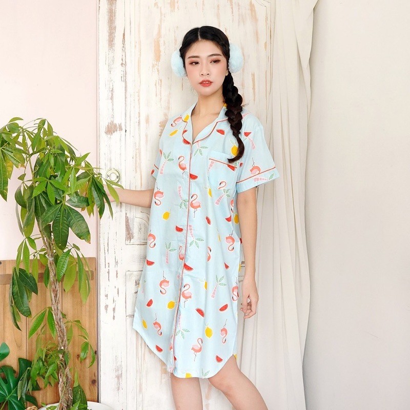 Baju Tidur Greet Daster Katun Jepang K-303 Flamingo