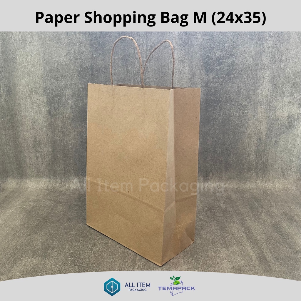 

Paper Shopping Bag M / Brown Paper Bag / Tas Belanja Kertas (24x35) @50 Pcs