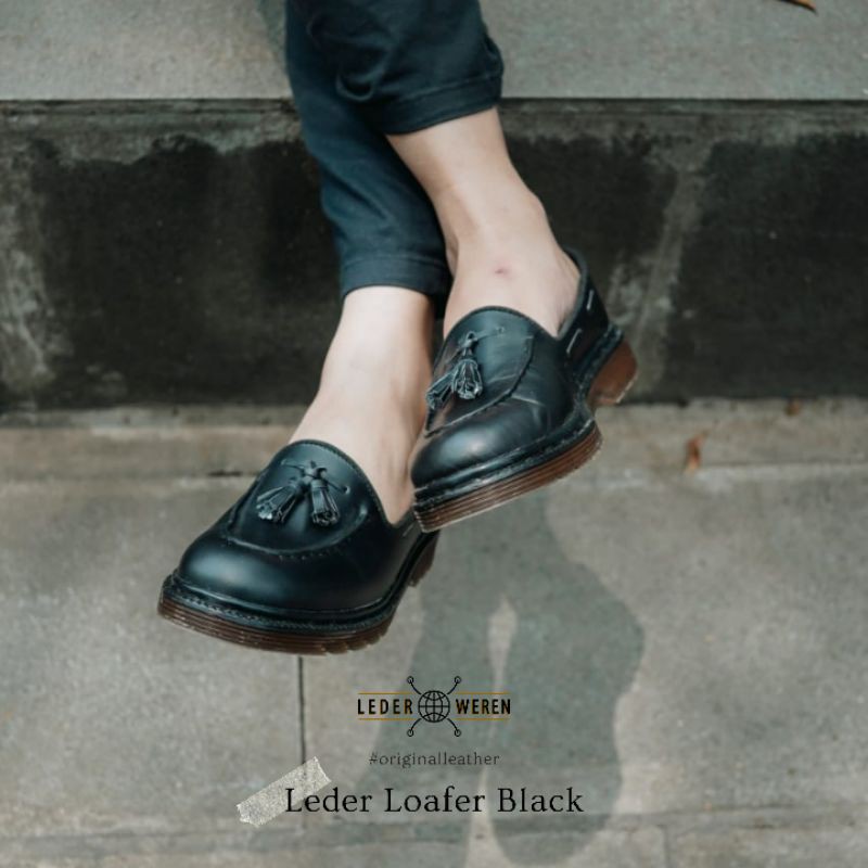 Sepatu Loafer Formal Pria Kulit Premium - Leder Loafer Black - Lederweren-2
