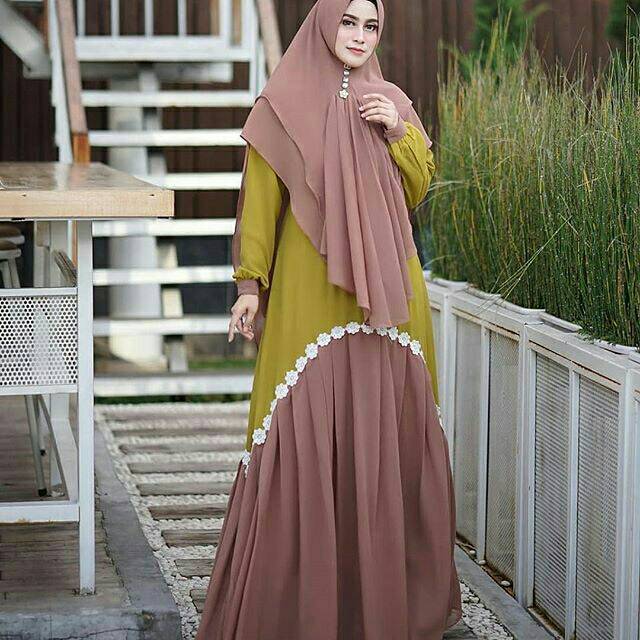 Liana Syar'i (Dress + Khimar), DRESS MUSLIM, baju wanita, baju gamis, dress, gamis, Baju gamis