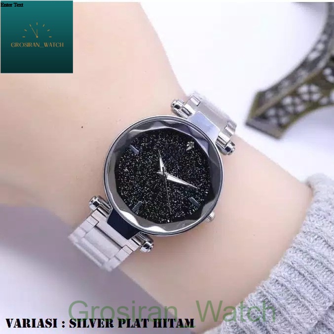 Hot Sale Jam Tangan Wanita Diyor Kaca Belimbing Silver Black [G_W]