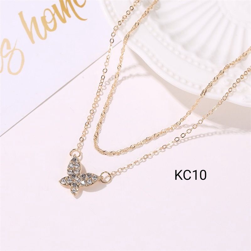 [ COD ] Kalung Wanita Kupu Kupu 2 Layer Gold || KC10