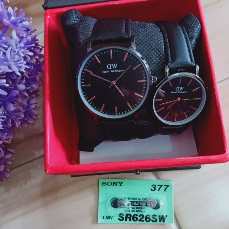 Jam tangan couple tali kulit / jam couplean cewek cowok unisex by zellshop