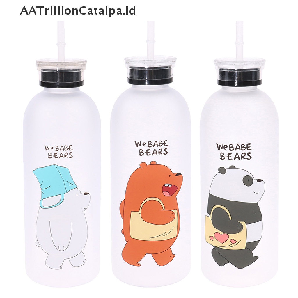 Botol Minum 1000ml Motif Panda Dengan Sedotan Anti Bocor