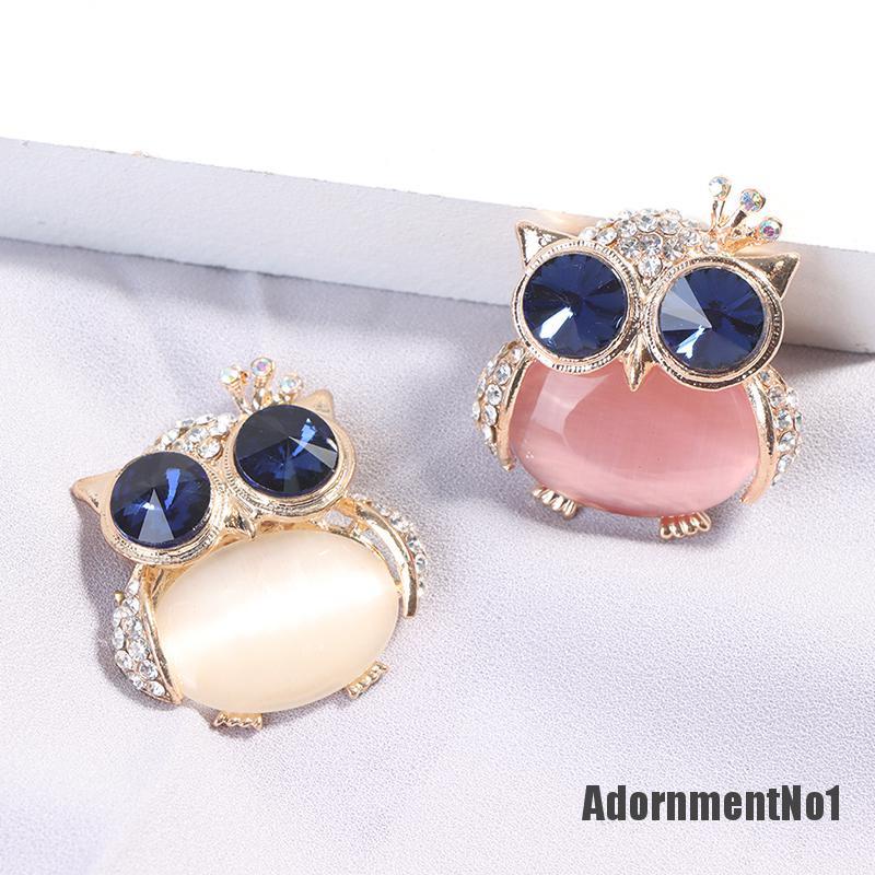 (Adornmentno1) 1pc Bros Pin Bentuk Burung Hantu Mata Biru Untuk Aksesoris Pakaian Wanita