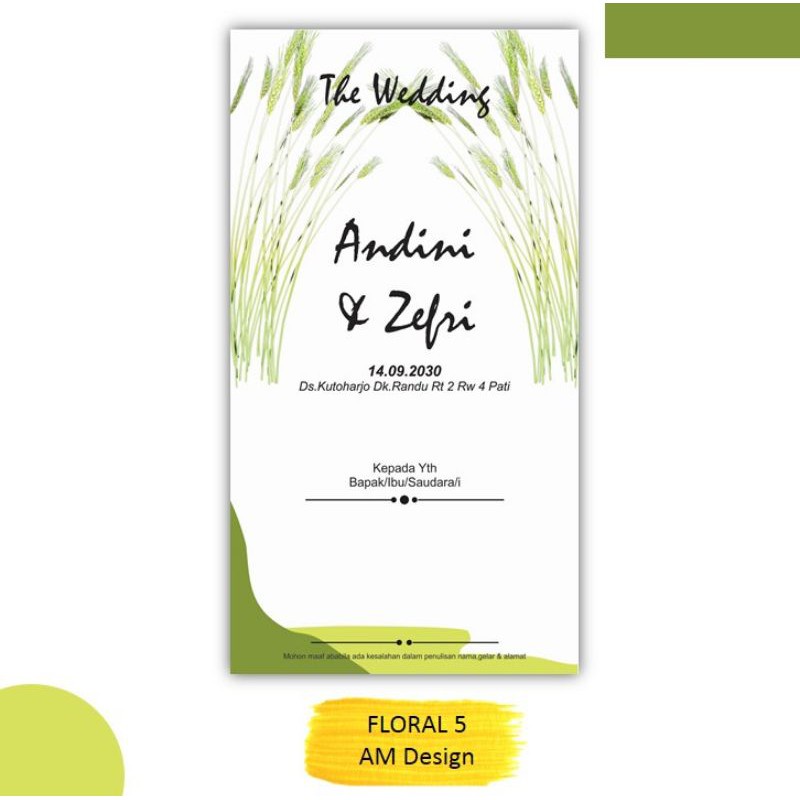 

Undanga Pernikahan Satu Lembar Bolak Balik Desain Floral 5 Murah New