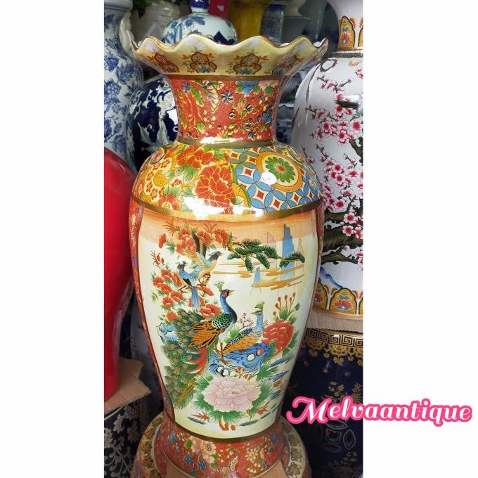 Guci Bintik Gold/ Vas Bunga Keramik China Tinggi 60 Cm
