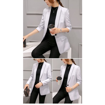 Blazer Wanita Korea/Blazer Putih/Jas Kerja Wanita