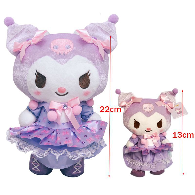 22cm Boneka Kuromi Princess Dress Plush Toy Stuffed Doll Cartoon Brooch Soft Toy Gift Mainan