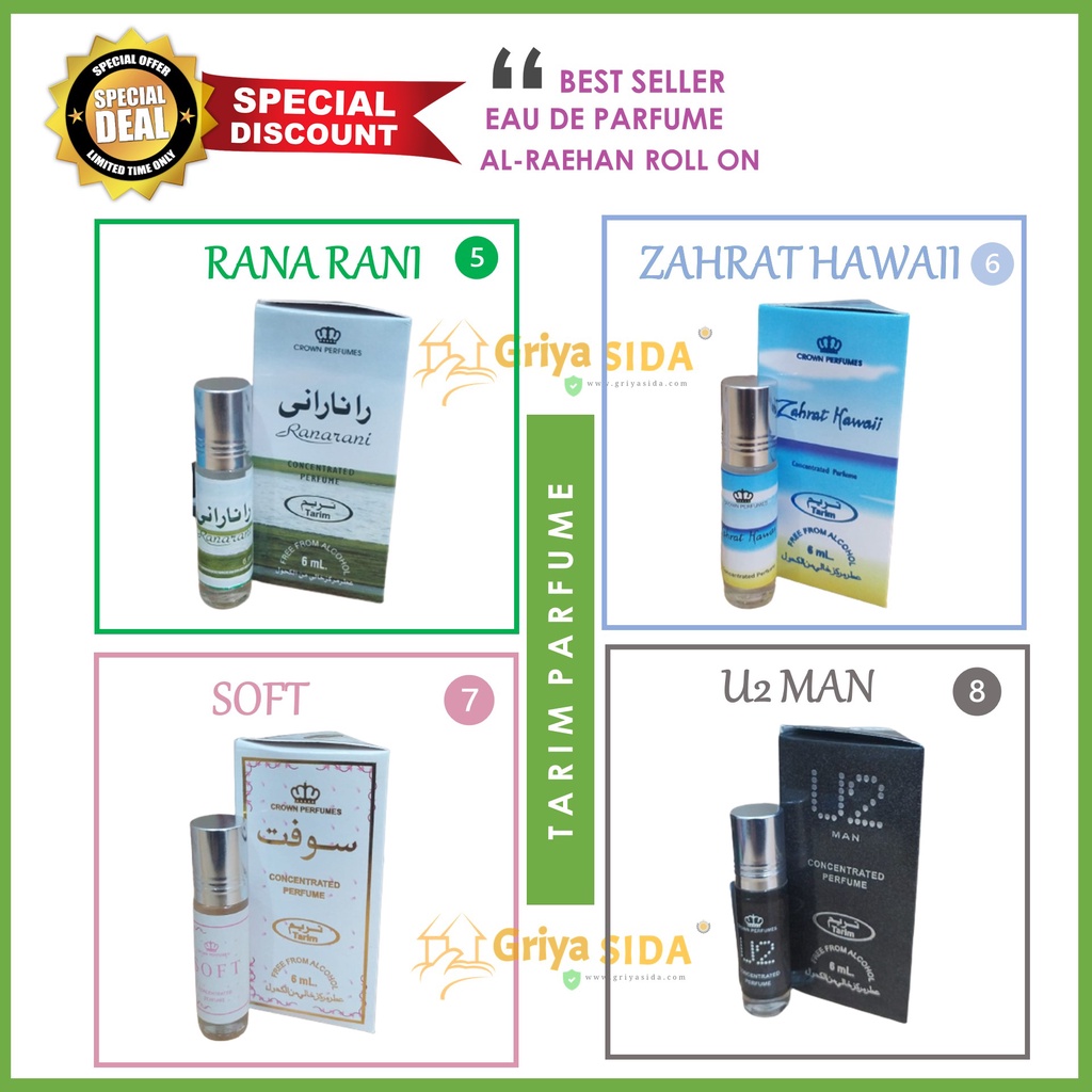 Parfum arab 6ml SIlver TARIM Sabaya minyak wangi arab aroma mirip al rehab setara