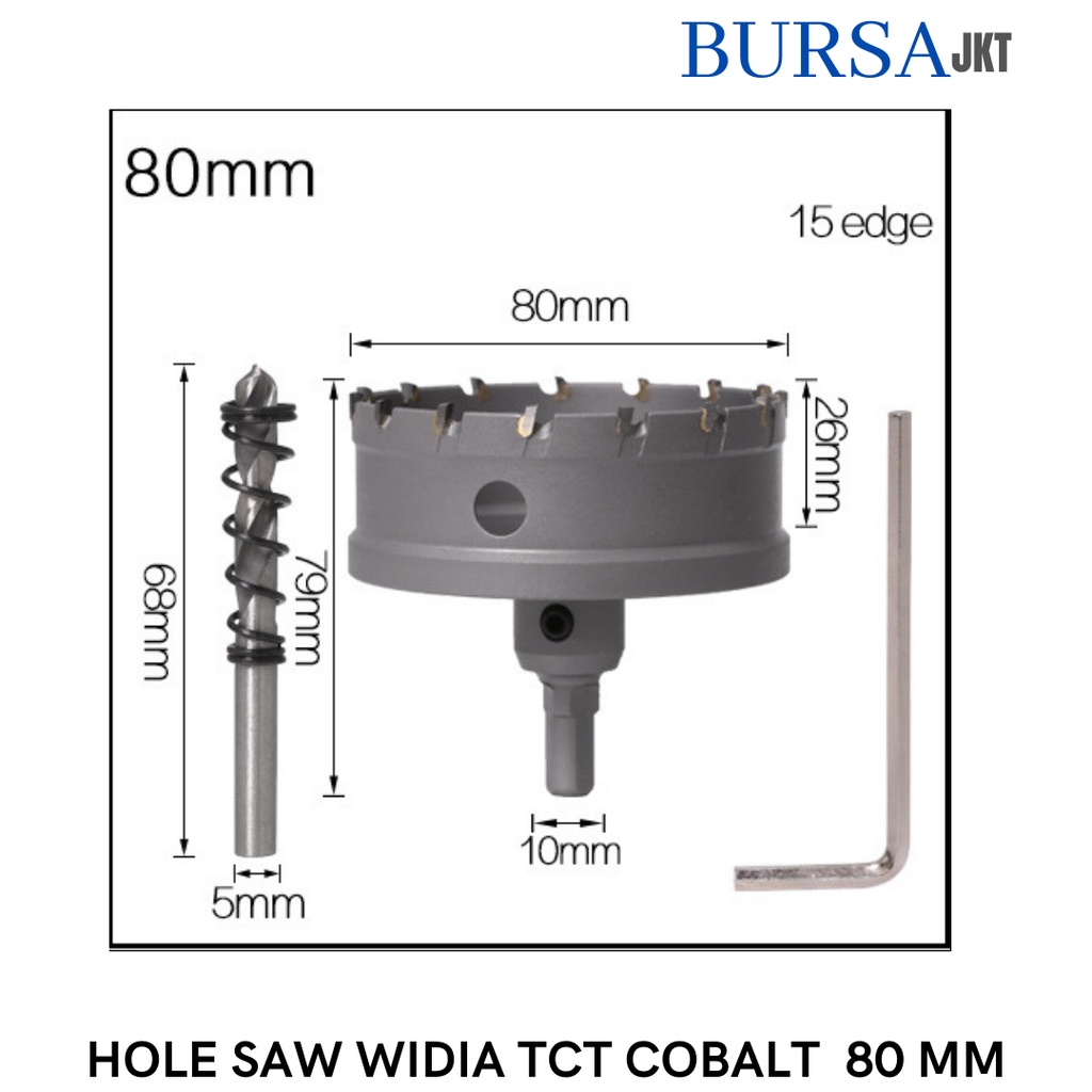 HOLE SAW TCT WIDIA M35 COBALT MATA BOR PELUBANG BESI KUNINGAN PLAT TEBAL 14 - 85 MM