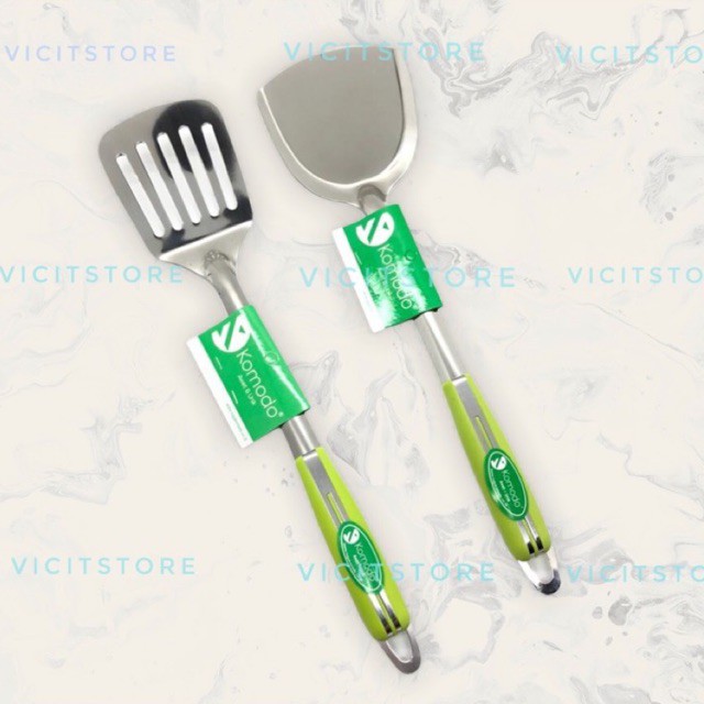 Sodet Spatula Stainless Stell Komodo Eco Green 3 Varian ( Harga 1pcs ) Spatula / Sodet