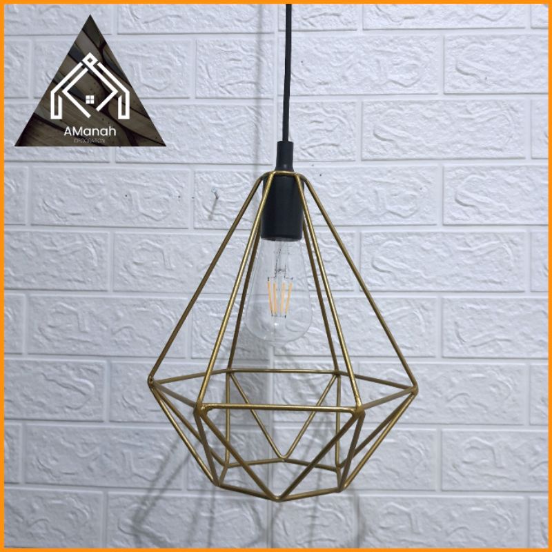 [COD] KAP LAMPU GANTUNG BESI DIAMOND CAFE VINTAGE EDISON KAP DIAMOND