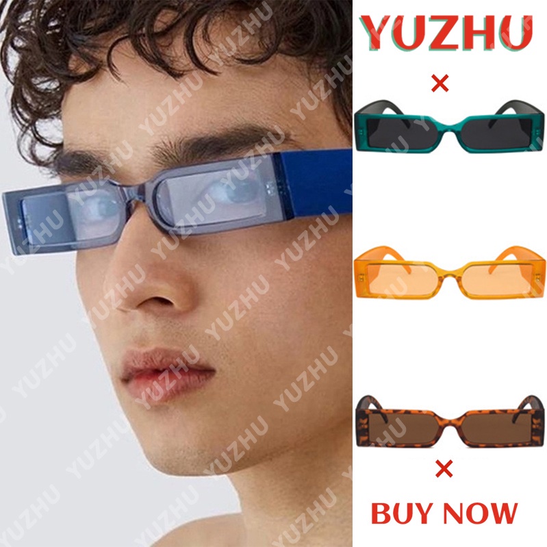 （YUZHU）COD Western Hip hop Rectangle Narrow Sunglasses untuk Pria/Wanita Retro Steampunk Shades untuk Wanita