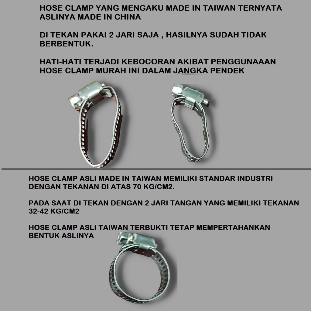 SUJU TAIWAN Klem Selang Stainless Steel 100% ORIGINAL / Hose Clamp 1/2&quot; , 3/4&quot; , 1 1/4&quot; , 1 1/2&quot; , 3 1/2&quot;