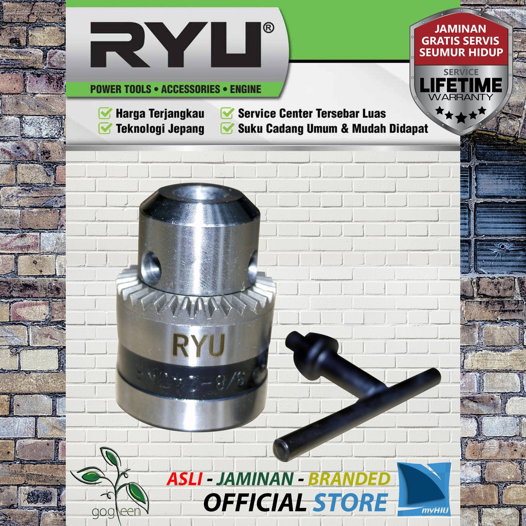 Kepala Chuck 10 mm 3/8" inch Perkakas Bor Tangan - Drill Chuck RYU