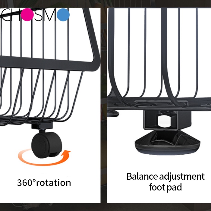 Rak Dapur Multifungsi Rak Buah Dan Sayuran Kotak Penyimpanan Roda Keranjang Dapat Didorong agar mudah digunakan