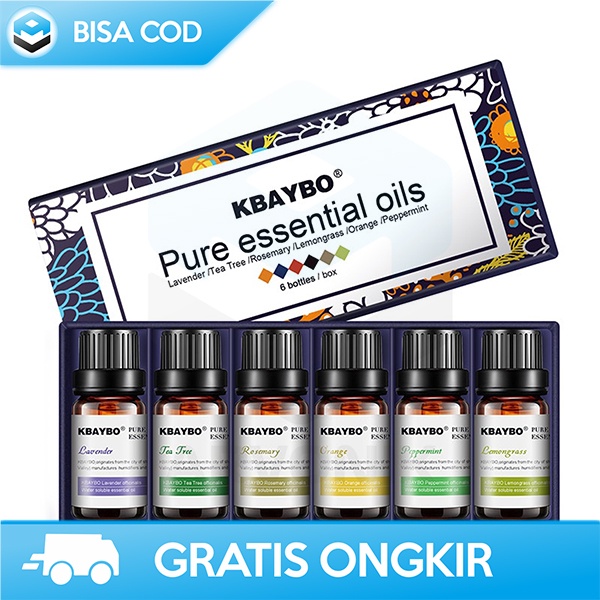 OIL DIFFUSERS PURE MINYAK ESSENSIAL AROMATERAPI KBAYBO 10ML 6 PCS