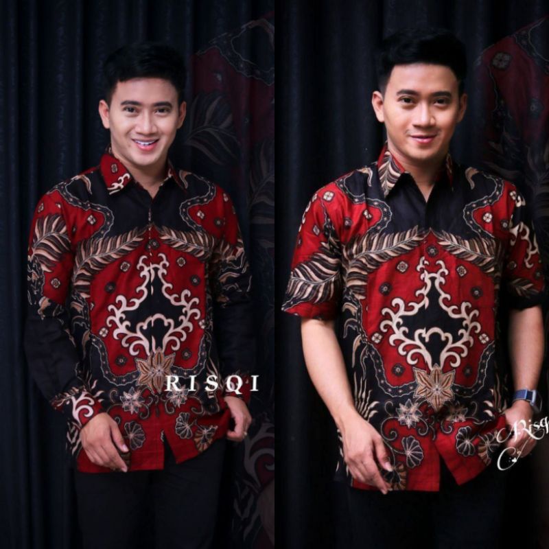 Batik pria kemeja batik lengan panjang m l xl xxl terlaris