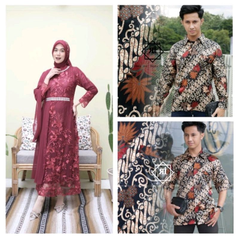 COD Gamis Brokat AMANDA Maroon by Laura Batik