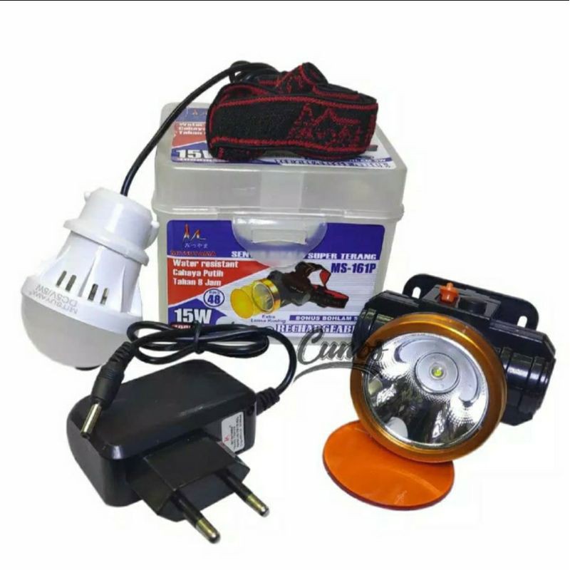 Senter Kepala Mitsuyama MS - 161P Cahaya Putih / Head Lamp Rechargeable Super Terang