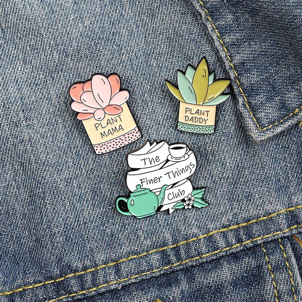 Lanfy Tanaman Bros Hadiah Untuk Wanita Pria Hadiah Untuk Anak-Anak Perhiasan Aksesoris Kebun Kecil Tanaman Bunga Perjalanan Peringatan Lapel Pin Enamel Pin