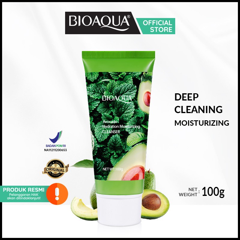 ✨ AKU MURAH ✨Bioaqua Avocado Hydration Moisturizing Cleanser 100gr