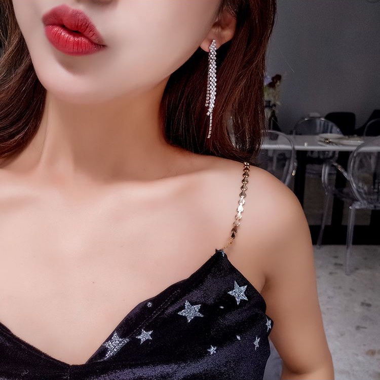 Korea panjang slim-mencari anting-anting wanita super mengkilap seksi malam Net merah anting-anting