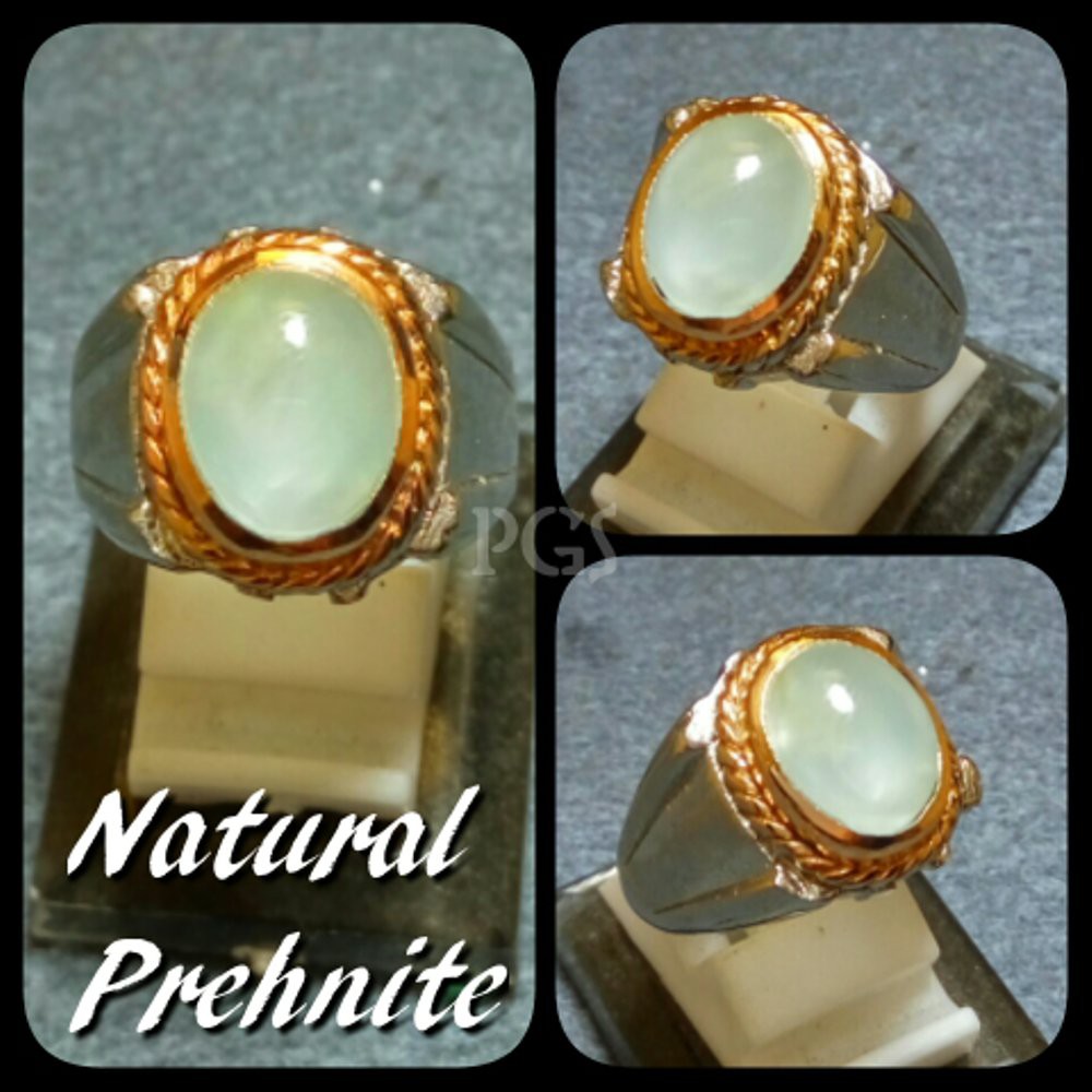 CINCIN BATU AKIK PERMATA NATURAL PREHNITE WHITE GREEN HQ ISTIMEWAH &amp; TERMURAH