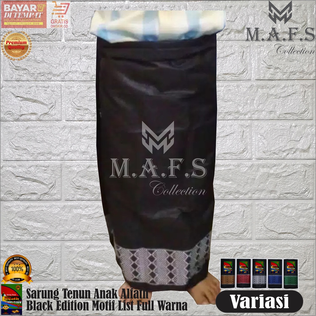 SARUNG TENUN POLOS MOTIF SABUK DEWASA &amp; ANAK BLACK EDITION