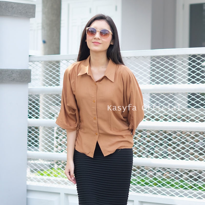 HANIN KEMEJA CROP RAYON WANITA // AISA KEMEJA CROP