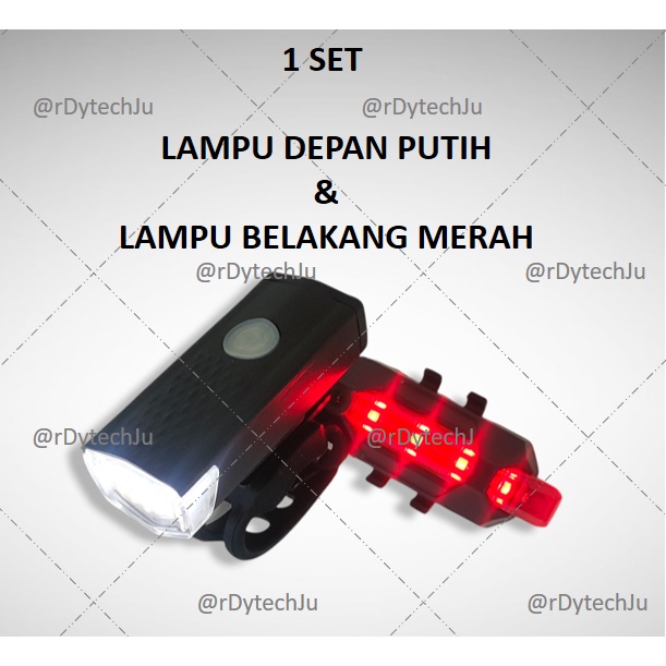 Lampu Sepeda / Lampu Belakang Sepeda LED Recharge USB Waterprof