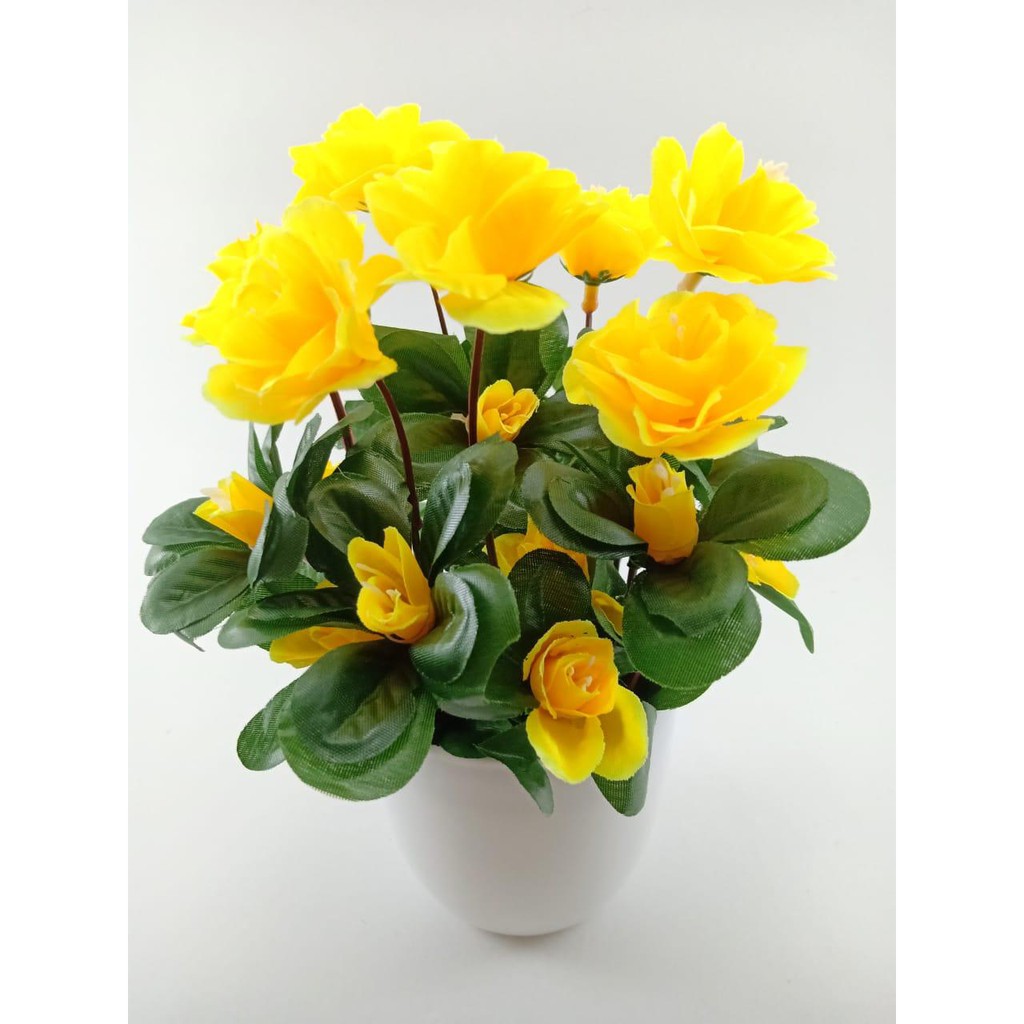 COD BUNGA PLASTIK BUNGA PAJANGAN IMITASI BUNGA ARTIFISIAL BUNGA MAWAR  TANAMAN HIAS  BR2211-KUNING