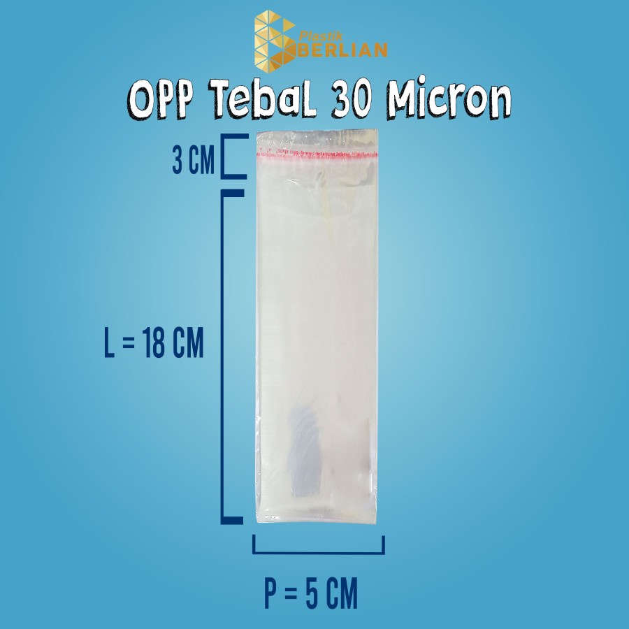 

5 X 18 cm Plastik OPP TEBAL 30 MICRON (100 lbr)