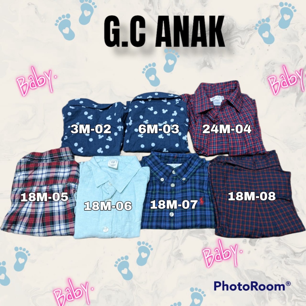 Reject Grade C Kemeja Anak random merk SIZE 0 BABY - 18Month/GRATIS ONGKIR+COD