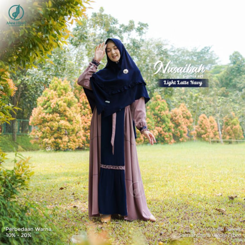 NUSAIBAH GAMIS SET  Gamis Set by @alwahijab⁣