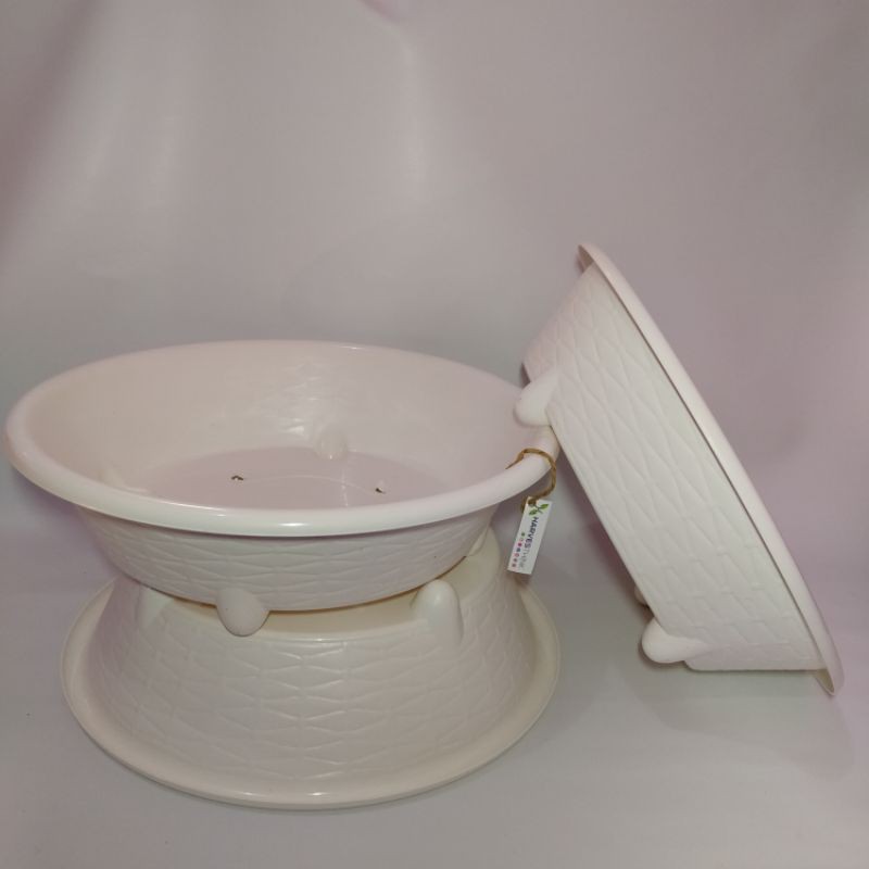 Pot Bonsai Plastik Putih Bulat 06