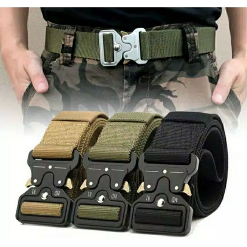 Gesper Pria Tactical Bahan Nylon Kepala Besi sabuk Pria