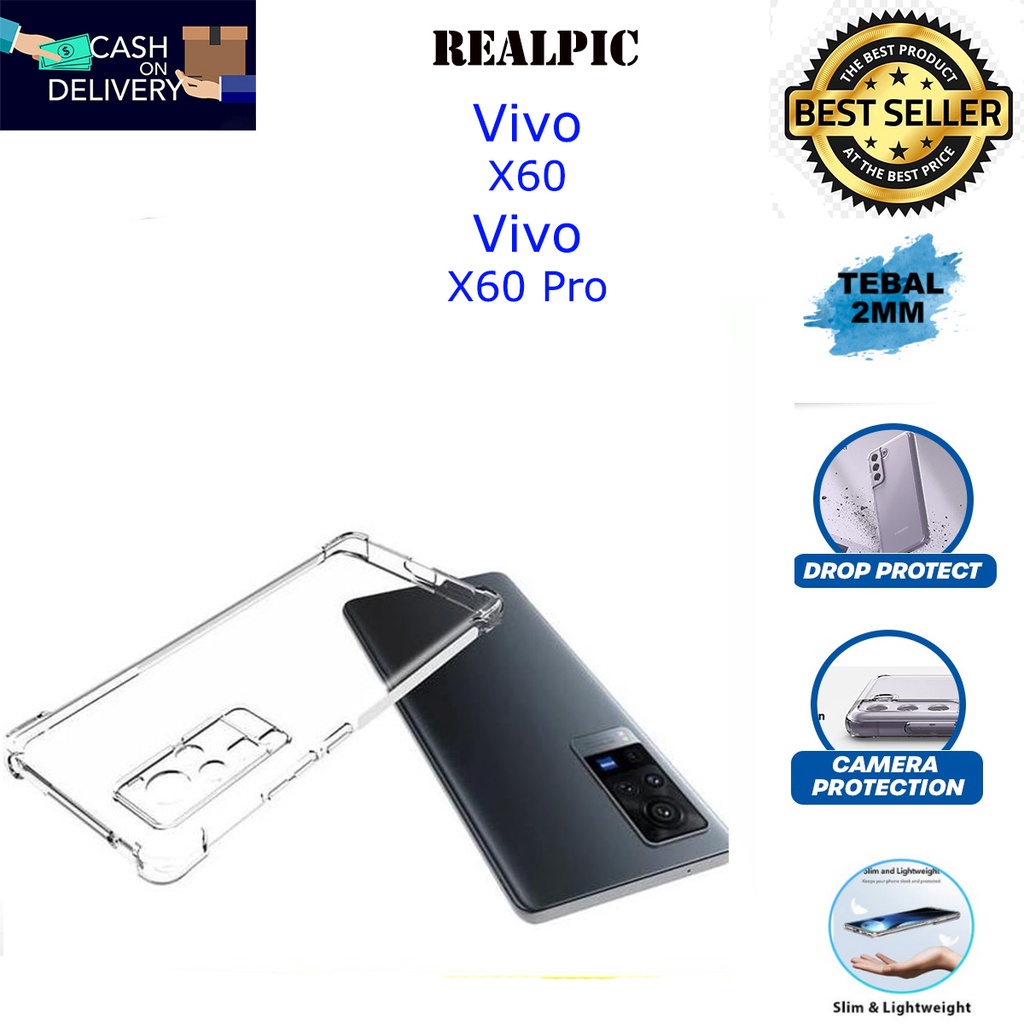 Case Vivo X60 / Vivo X60 Pro Casing Clear HD KETEBALAN 2MM BENING TRANSPARAN TPU Premium Softcase