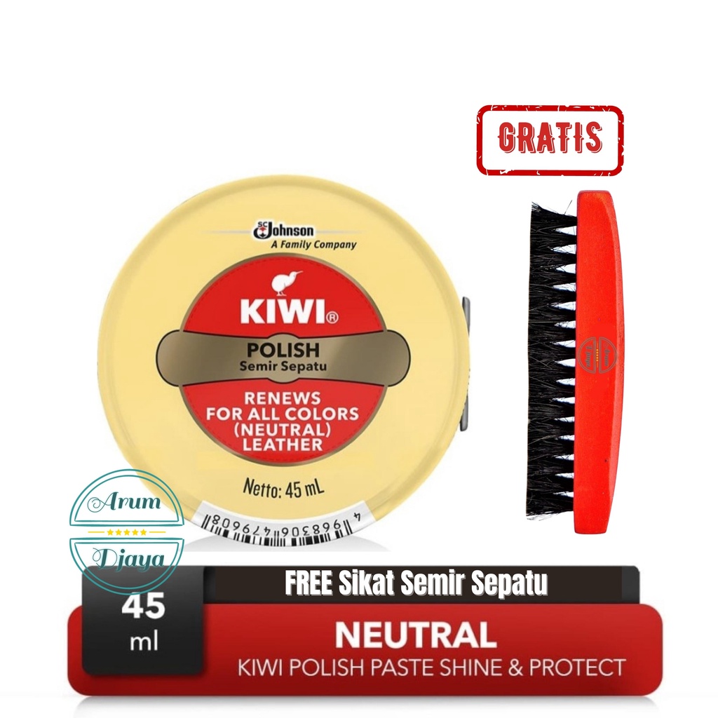 Kiwi Semir Sepatu Netral - Kiwi Paste SP Shoe Polish Neutral 45mL FREE Sikat Semir