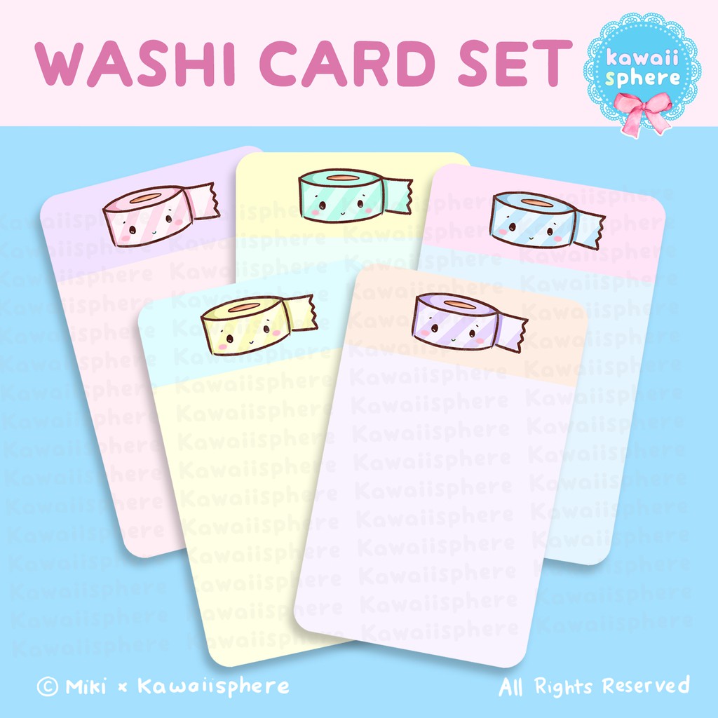

Pastel Washi Card Set isi 5 | Washi Sample Card PVC | Kawaiisphere