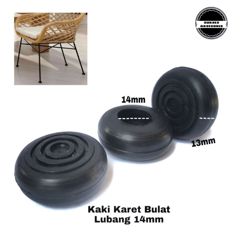 Kaki Karet Bulat untuk Alas Meja dan Kursi 14mm